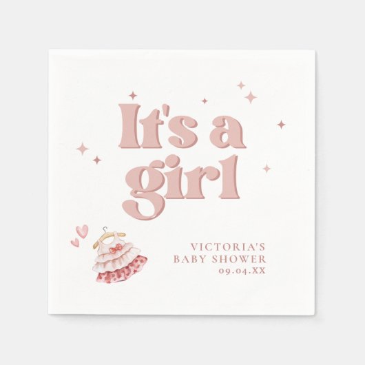 Es ist eine einfache Script-Baby-Dusche in Girl Pi Serviette (Vorderseite)