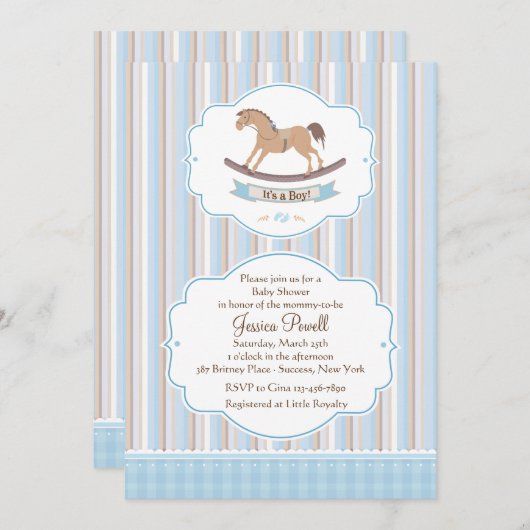 Es ist eine Einladung für Boy Rocking Horse Shower (Vorne/Hinten)