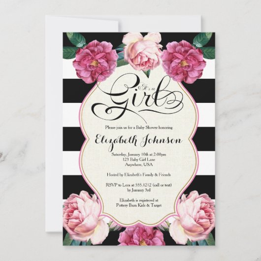 Es ist eine Einladung für ein Mädchen-Baby-Dusche (Vorderseite)