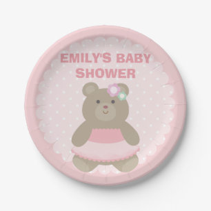 Es ist eine elegante rosa Baby-Dusche Pappteller