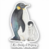 Es ist eine Familie von Pinguinen Aquarell zeichne Aufkleber (Vorderseite)