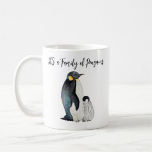 Es ist eine Familie von Pinguinen Aquarell zeichne Kaffeetasse