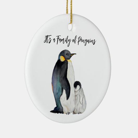 Es ist eine Familie von Pinguinen Aquarell zeichne Keramik Ornament (Rechts)