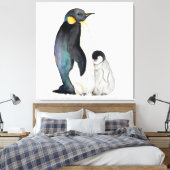 Es ist eine Familie von Pinguinen Aquarell zeichne Leinwanddruck (Insitu (Schlafzimmer))