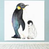 Es ist eine Familie von Pinguinen Aquarell zeichne Leinwanddruck (Insitu (Holzboden))