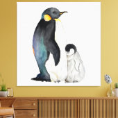 Es ist eine Familie von Pinguinen Aquarell zeichne Leinwanddruck (Insitu (Wohnzimmer))