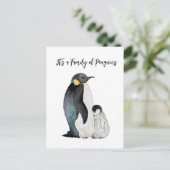 Es ist eine Familie von Pinguinen Aquarell zeichne Postkarte (Stehend Vorderseite)