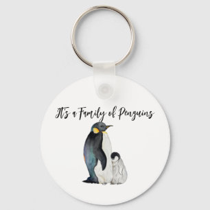 Es ist eine Familie von Pinguinen Aquarell zeichne Schlüsselanhänger