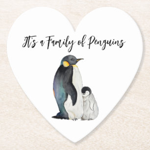 Es ist eine Familie von Pinguinen Aquarell zeichne Untersetzer