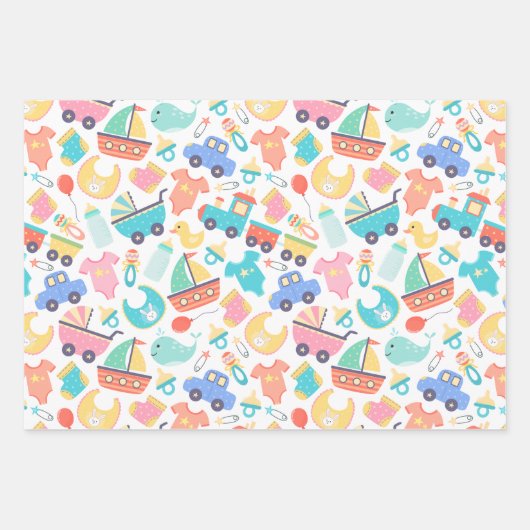 Es ist eine farbenfrohe Babydusche Geschenkpapier Set (Vorderseite 2)