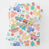 Es ist eine farbenfrohe Babydusche Geschenkpapier Set (Beispiel)