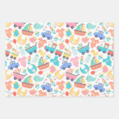 Es ist eine farbenfrohe Babydusche Geschenkpapier Set (Vorderseite)