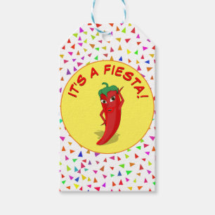 Es ist eine Fiesta mit Confetti-Muster Geschenkanhänger