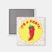 Es ist eine Fiesta mit Confetti-Muster Magnet (Vorderseite/Rückseite)