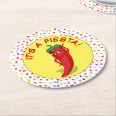 Es ist eine Fiesta mit Confetti-Muster Runder Pappuntersetzer (Angewinkelt)