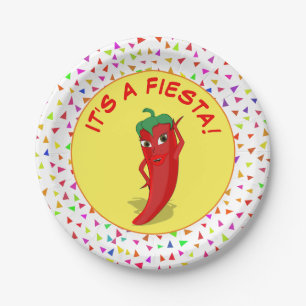 Es ist eine Fiesta mit Konfetti-Muster Pappteller