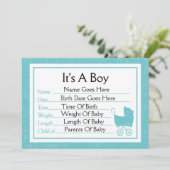 Es ist eine Geburtsankündigung eines Jungen Ankündigung (Stehend Vorderseite)