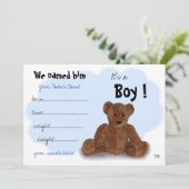 Es ist eine Geburtsankündigung von Jungen Ankündigung (Stehend Vorderseite)