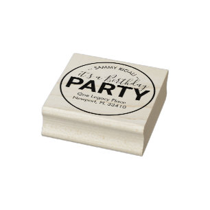 Es ist eine Geburtstagsparty-Rücksendeadresse Gummistempel