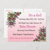 Es ist eine Gil, rosa, florale Whimsical Baby Dusc Postkarte (Vorne/Hinten)