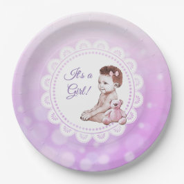 Es ist eine Girl African American Baby Shower Pappteller
