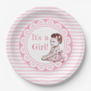 Es ist eine Girl African American Baby Shower Pappteller