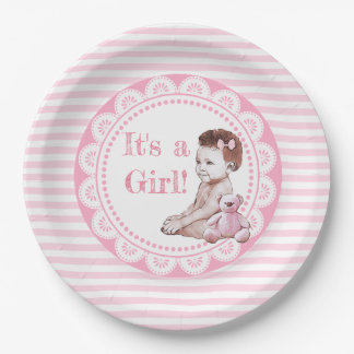 Es ist eine Girl African American Baby Shower Pappteller