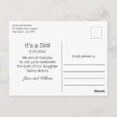 Es ist eine Girl Baby Birth Foto Ankündigung Postk Postkarte (Rückseite)