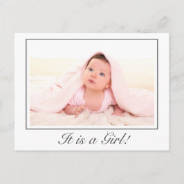 Es ist eine Girl Baby Birth Foto Ankündigung Postk Postkarte