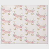 Es ist eine Girl Baby Dusche Rosen und Schmetterli Geschenkpapier (Flach)