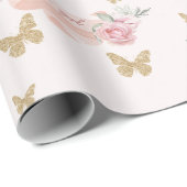 Es ist eine Girl Baby Dusche Rosen und Schmetterli Geschenkpapier (Rolleneckpunkt)