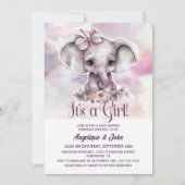 Es ist eine Girl Baby Elephant Girl Baby Dusche Einladung (Vorderseite)