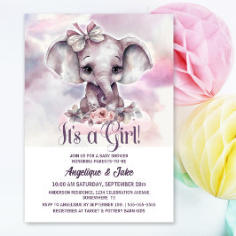 Es ist eine Girl Baby Elephant Girl Baby Dusche Einladung
