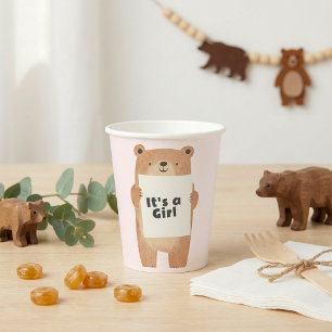 Es ist eine Girl Bear Baby Dusche pink Pappbecher