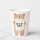 Es ist eine Girl Bear Baby Dusche pink Pappbecher (Vorderseite)