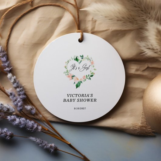 Es ist eine Girl Blush Pink Babydusche Geschenkanhänger