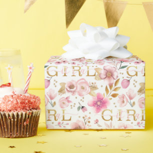 Es ist eine Girl Blush Pink Babydusche Geschenkpapier