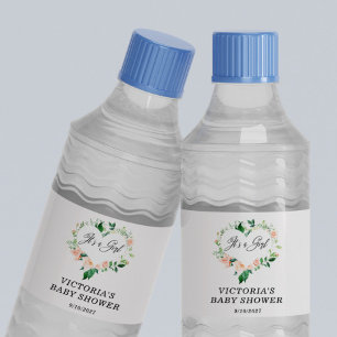 Es ist eine Girl Blush Pink Babydusche Wasserflaschenetikett