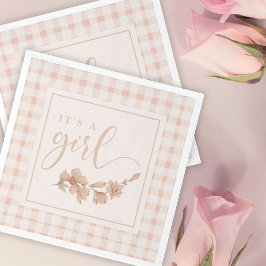 Es ist eine Girl Blush Pink Floral Gingham Baby Du Serviette