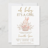 Es ist eine Girl Boho Bunny Baby Dusche Einladung (Vorderseite)
