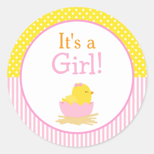 Es ist eine Girl Chick Baby Dusche Runder Aufkleber (Vorderseite)