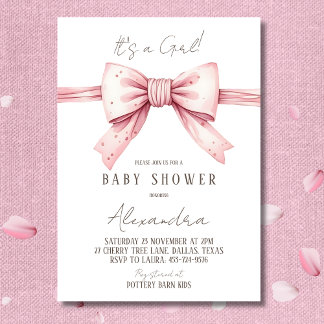 Es ist eine Girl Coquette Pink Bow Baby Dusche Einladung