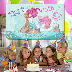 Es ist eine Girl Dark Skin Pink Mermaid Baby Dusch Banner