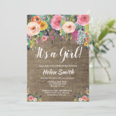 Es ist eine Girl Floral Baby Shower Einladung Burl (Stehend Vorderseite)