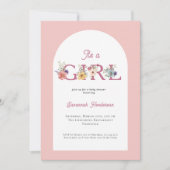 Es ist eine Girl Floral Soft Pink Baby Dusche Einladung (Vorderseite)
