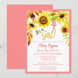 Es ist eine Girl Floral Sunflower Garden Baby Dusc Einladung