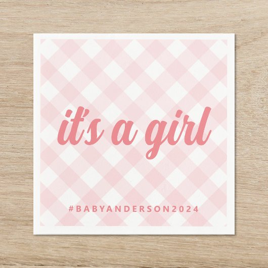 Es ist eine Girl Gingham Baby Dusche Serviette