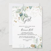 Es ist eine Girl Gold Eukalyptus Baby Dusche Einladung (Vorderseite)