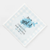 Es ist eine Girl Niedlich Pastel Blue Gingham Baby Serviette (Ecke)