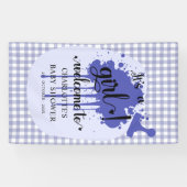 Es ist eine Girl Niedlich Pastel Navy Gingham Baby Banner (Horizontal)